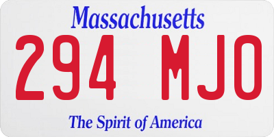 MA license plate 294MJ0