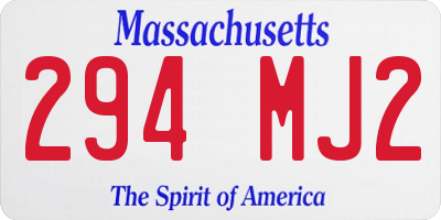MA license plate 294MJ2