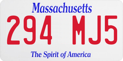 MA license plate 294MJ5