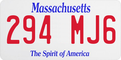 MA license plate 294MJ6