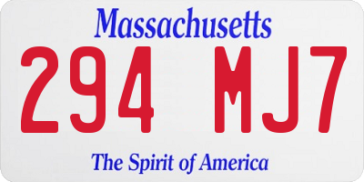 MA license plate 294MJ7