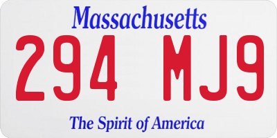 MA license plate 294MJ9