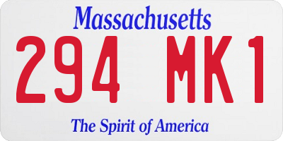 MA license plate 294MK1
