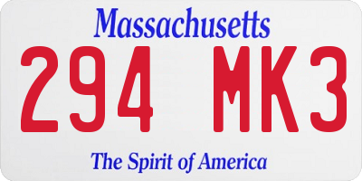MA license plate 294MK3