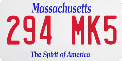 MA license plate 294MK5