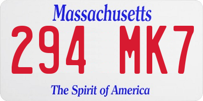 MA license plate 294MK7