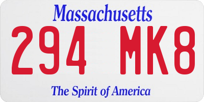 MA license plate 294MK8
