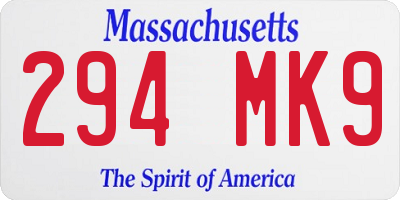 MA license plate 294MK9