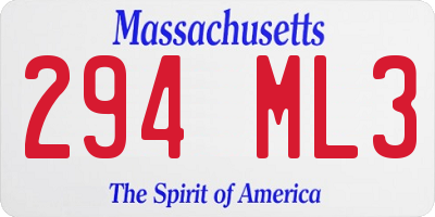 MA license plate 294ML3