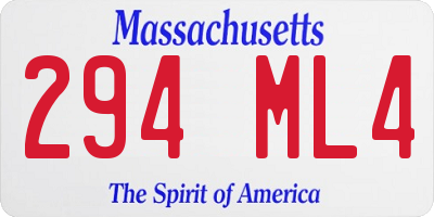 MA license plate 294ML4