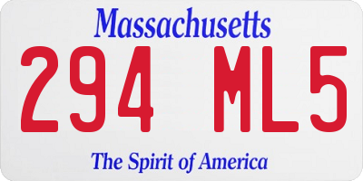 MA license plate 294ML5