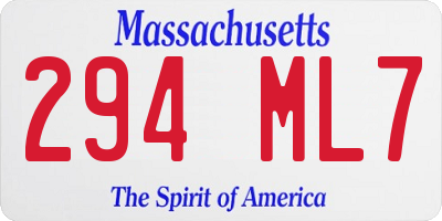 MA license plate 294ML7