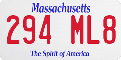 MA license plate 294ML8