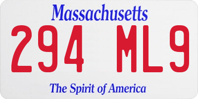 MA license plate 294ML9