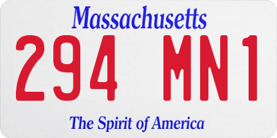MA license plate 294MN1