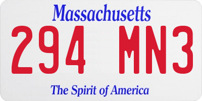 MA license plate 294MN3