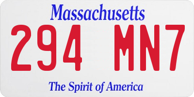 MA license plate 294MN7