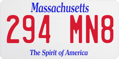 MA license plate 294MN8
