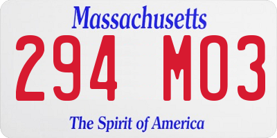 MA license plate 294MO3