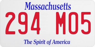 MA license plate 294MO5