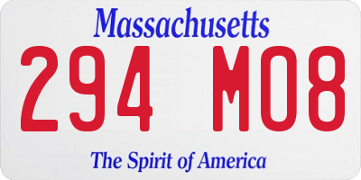 MA license plate 294MO8