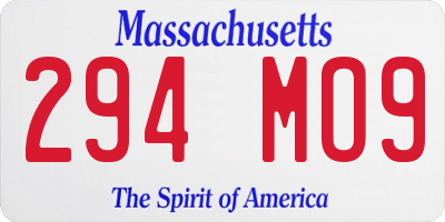 MA license plate 294MO9