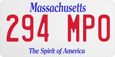 MA license plate 294MP0