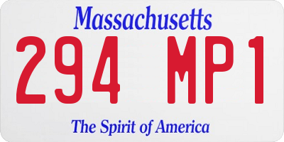 MA license plate 294MP1