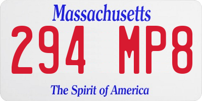 MA license plate 294MP8