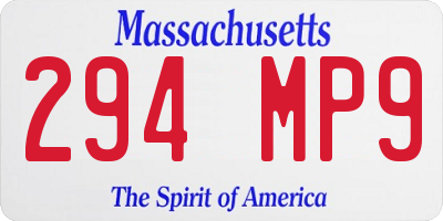 MA license plate 294MP9