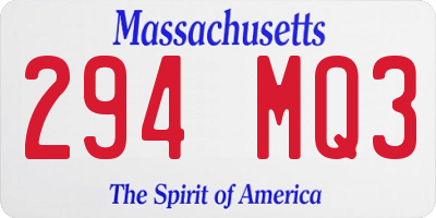 MA license plate 294MQ3