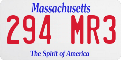 MA license plate 294MR3