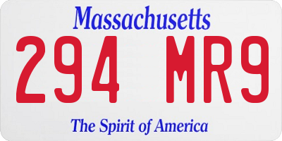 MA license plate 294MR9