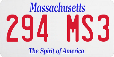 MA license plate 294MS3
