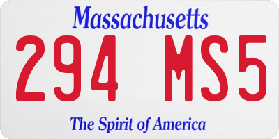 MA license plate 294MS5