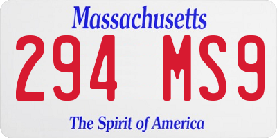 MA license plate 294MS9