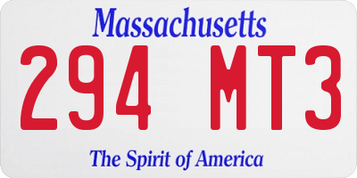 MA license plate 294MT3