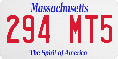 MA license plate 294MT5