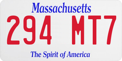 MA license plate 294MT7