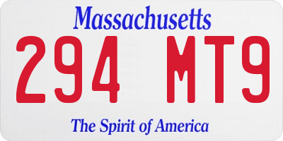 MA license plate 294MT9