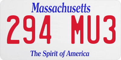 MA license plate 294MU3