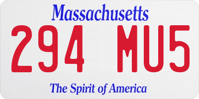 MA license plate 294MU5