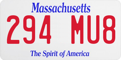 MA license plate 294MU8