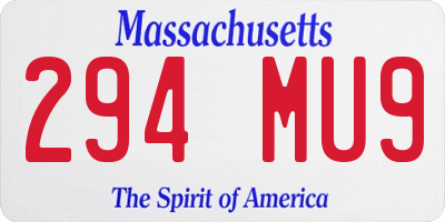 MA license plate 294MU9