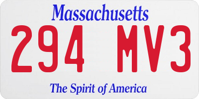 MA license plate 294MV3