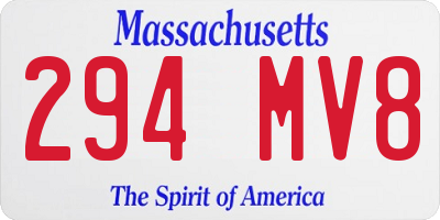 MA license plate 294MV8