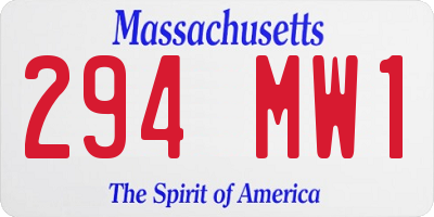 MA license plate 294MW1