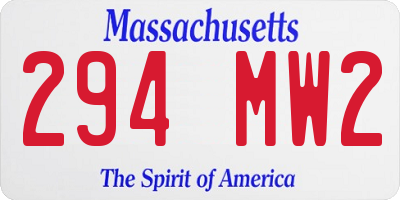 MA license plate 294MW2