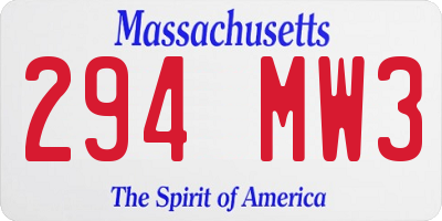 MA license plate 294MW3
