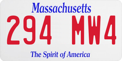 MA license plate 294MW4